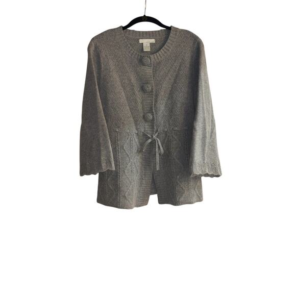 Vintage Lucy & Laurel Gray 100% Lambswool Cardigan Sweater Sz M - Picture 7 of 9